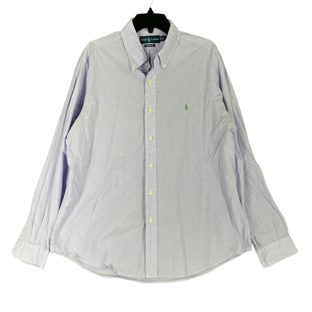 Ralph Lauren‎ Custom Fit Purple Checkered Dress Shirt Mens Extra Large Cotton